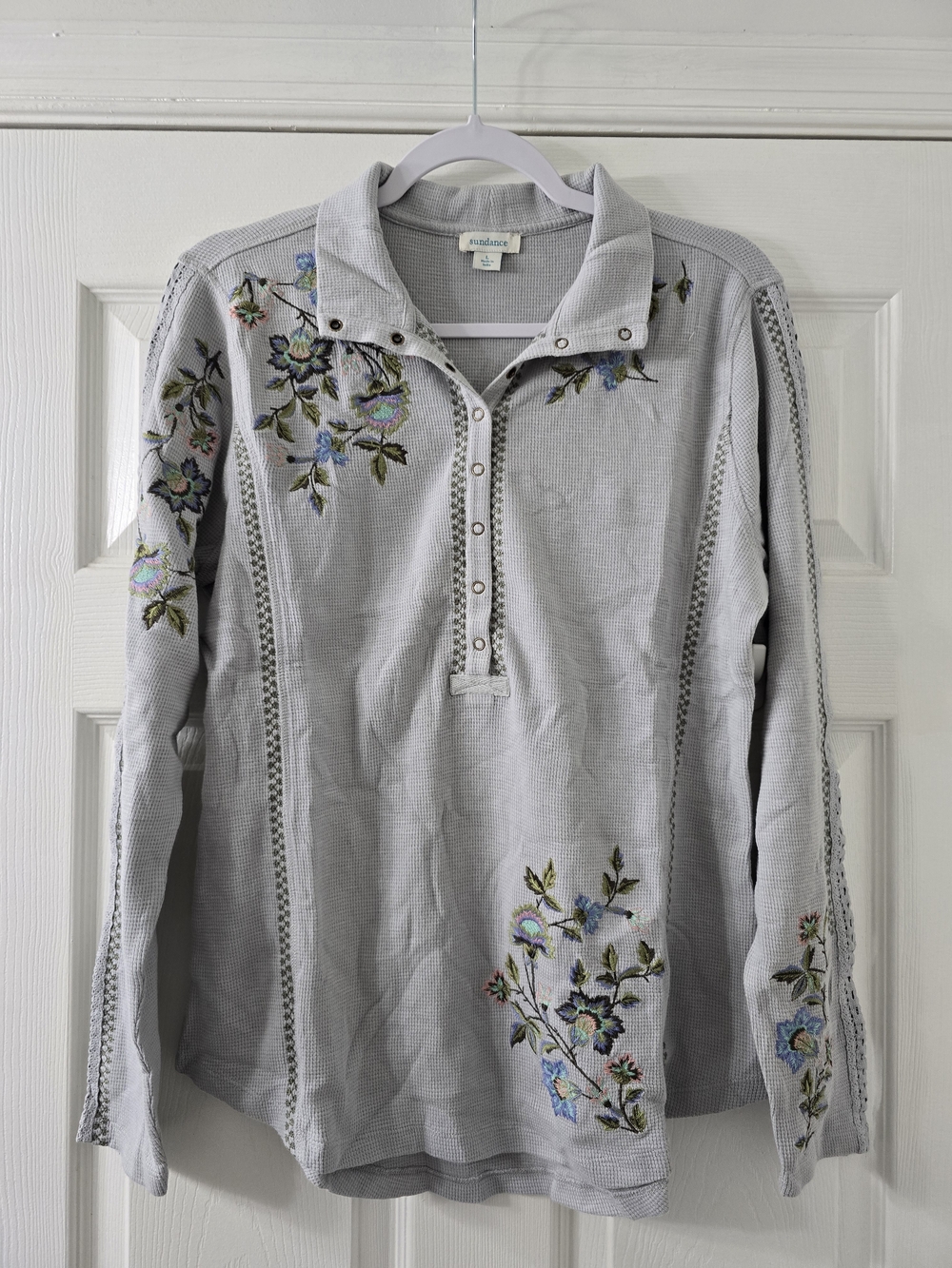 Pendleton Light Gray Long-Sleeve Embroidered Polo